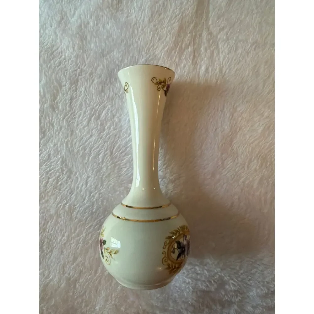 Camelot Fine Bone China Bud Vase England Floral Gold Trim Mini Vase Vintage